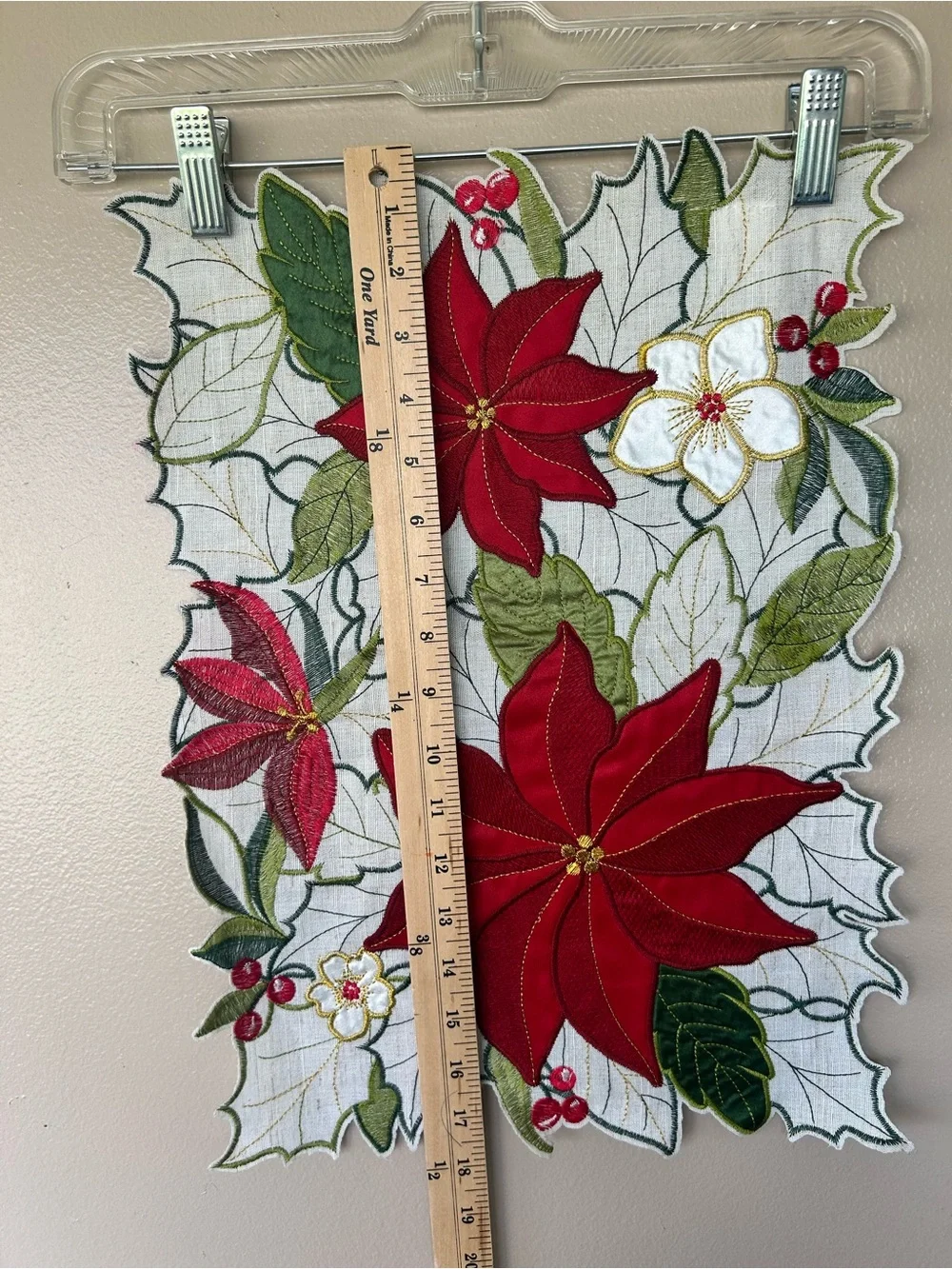 St. Nicholas Square Embroidered Poinsettia Cutout Placemats Set Of Four.
